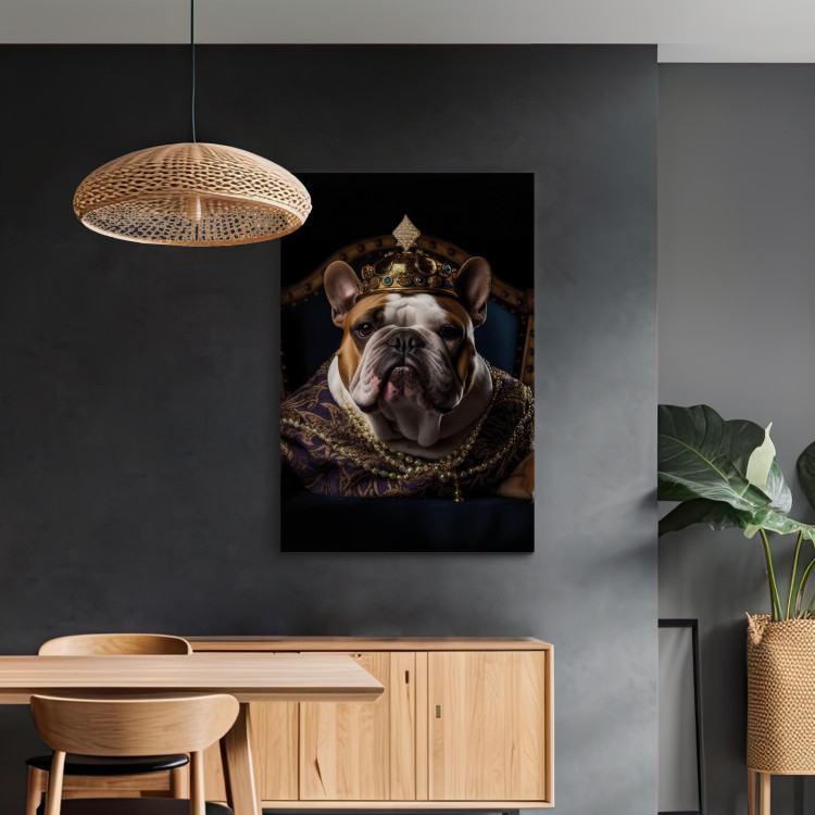 Canvas Art Print AI Dog English Bulldog - Animal Fantasy Portrait Wearing a Crown - Vertical 150120 additionalImage 9