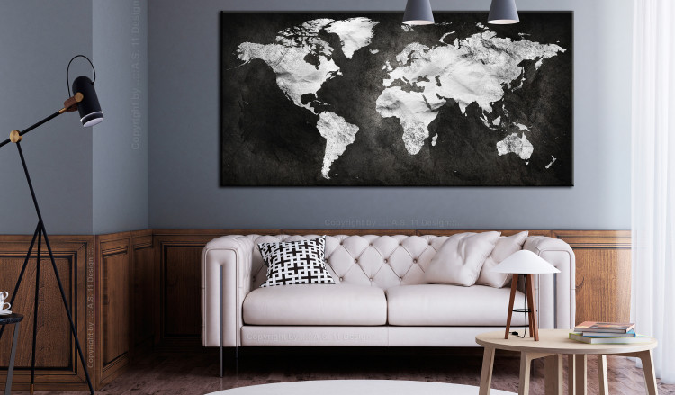 Large canvas print Black and White Map of the World II [Large Format] 150820 additionalImage 5