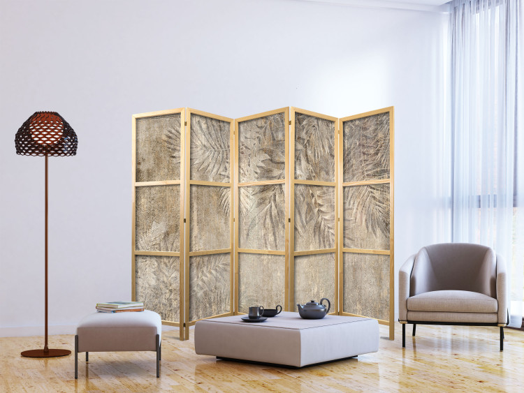 Folding Screen Sketch of Palm Leaves - Beige Composition With a Plant Motif II [Room Dividers] 151420 additionalImage 6