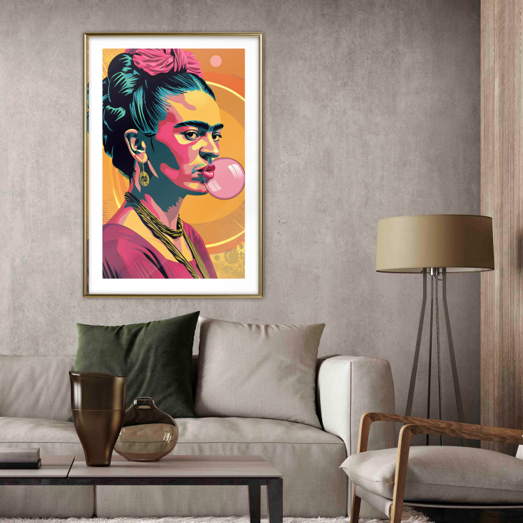 Wall Poster Frida Kahlo - Portrait of the Painter With Bubble Gum in Pop-Art Style 152220 additionalImage 13