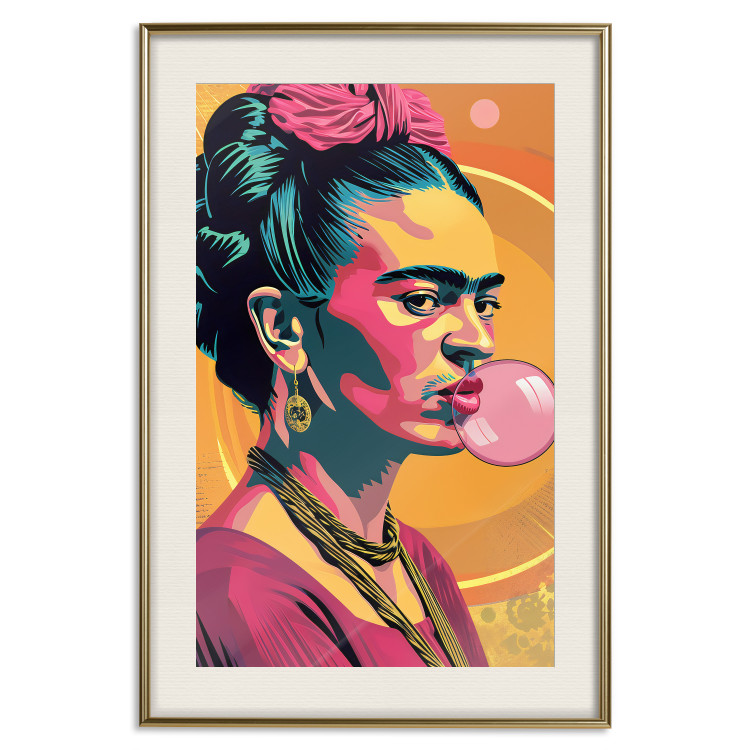 Wall Poster Frida Kahlo - Portrait of the Painter With Bubble Gum in Pop-Art Style 152220 additionalImage 23