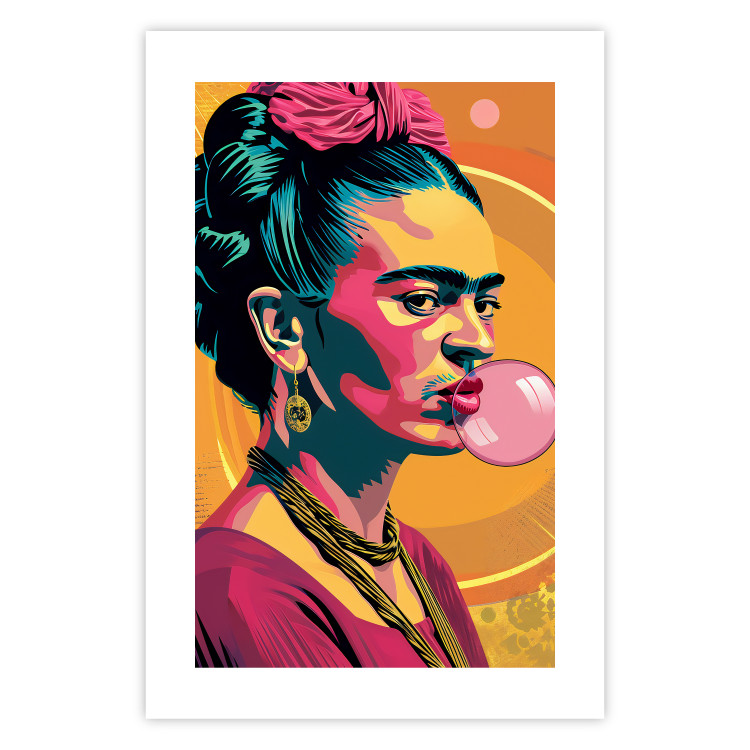 Wall Poster Frida Kahlo - Portrait of the Painter With Bubble Gum in Pop-Art Style 152220 additionalImage 17