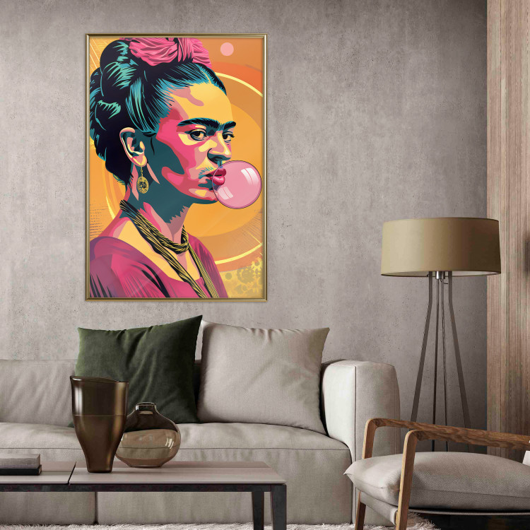 Wall Poster Frida Kahlo - Portrait of the Painter With Bubble Gum in Pop-Art Style 152220 additionalImage 2