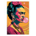 Wall Poster Frida Kahlo - Portrait of the Painter With Bubble Gum in Pop-Art Style 152220