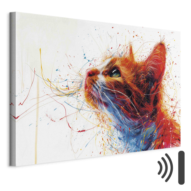 Canvas Art Print Cat’s Muzzle - Artistic Vision of the Animal With Colored Paints 159520 additionalImage 8