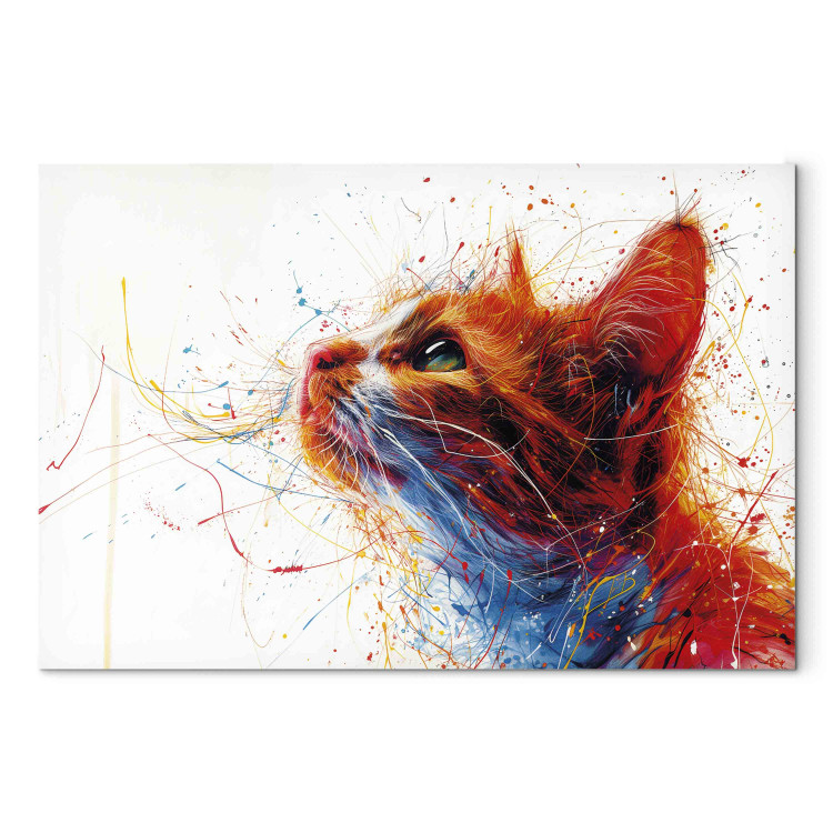 Canvas Art Print Cat’s Muzzle - Artistic Vision of the Animal With Colored Paints 159520 additionalImage 7