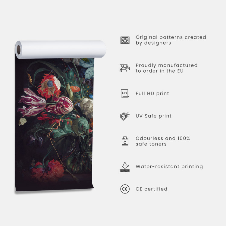 Wall Mural Flower Dream - Composition of Flowers in Bright Colors on a Dark Background 60720 additionalImage 3
