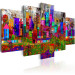 Canvas Print City of Expression (5-piece) - Colorful Houses and Fences in Pop Art Style 93720 additionalThumb 2