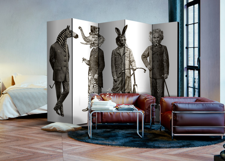 Room Divider Elegant Zoo II - animals in the form of male silhouettes in retro style 95320 additionalImage 4