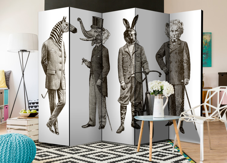 Room Divider Elegant Zoo II - animals in the form of male silhouettes in retro style 95320 additionalImage 2