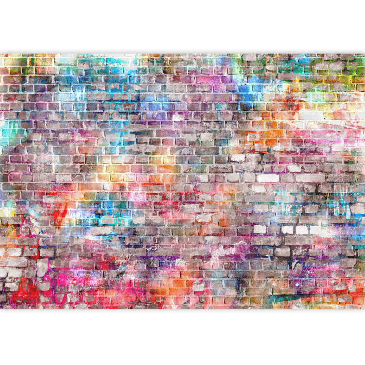 Photo Wallpaper Colours of the rainbow - urban brick wall in a colourful pattern for teenagers 97920 additionalImage 3