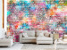 Photo Wallpaper Colours of the rainbow - urban brick wall in a colourful pattern for teenagers 97920