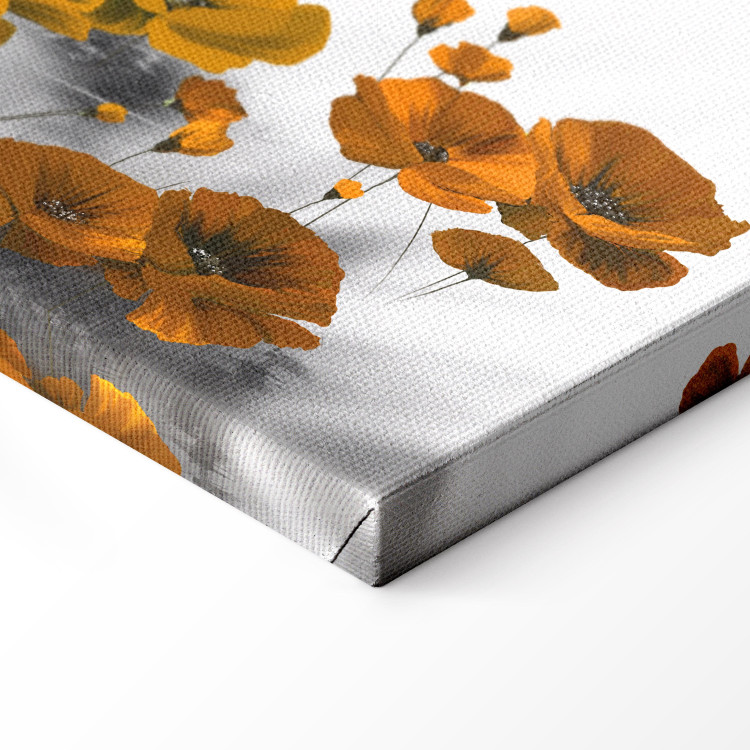 Canvas Colorful Poppies (1-piece) - Orange Flower Petals on a Gray Background 98620 additionalImage 6