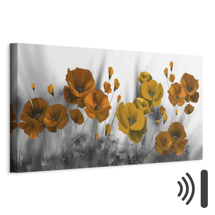 Canvas Colorful Poppies (1-piece) - Orange Flower Petals on a Gray Background 98620 additionalImage 8