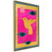 Poster Golden Hummingbird - abstraction with a bird and green leaves on a pink background 116930 additionalThumb 12