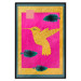 Poster Golden Hummingbird - abstraction with a bird and green leaves on a pink background 116930 additionalThumb 18