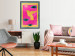 Poster Golden Hummingbird - abstraction with a bird and green leaves on a pink background 116930 additionalThumb 3