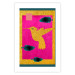 Poster Golden Hummingbird - abstraction with a bird and green leaves on a pink background 116930 additionalThumb 19