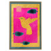 Poster Golden Hummingbird - abstraction with a bird and green leaves on a pink background 116930 additionalThumb 16