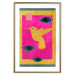 Poster Golden Hummingbird - abstraction with a bird and green leaves on a pink background 116930 additionalThumb 14