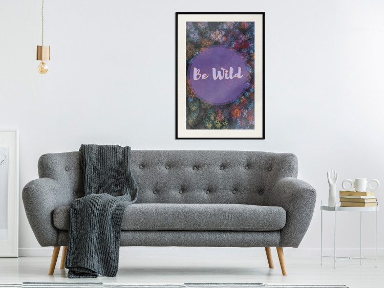 Wall Poster Be wild - composition with English text on a background of colorful forest 117030 additionalImage 21