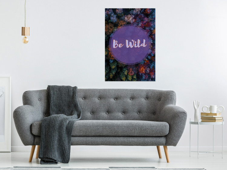 Wall Poster Be wild - composition with English text on a background of colorful forest 117030 additionalImage 20
