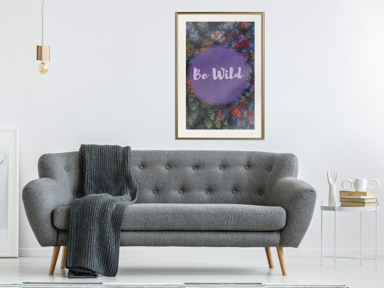 Wall Poster Be wild - composition with English text on a background of colorful forest 117030 additionalImage 23