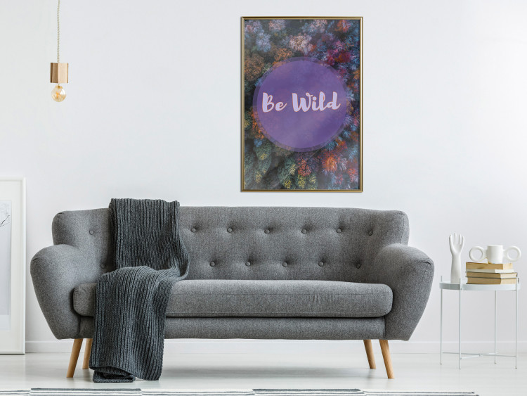 Wall Poster Be wild - composition with English text on a background of colorful forest 117030 additionalImage 8