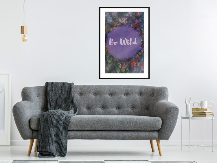 Wall Poster Be wild - composition with English text on a background of colorful forest 117030 additionalImage 12