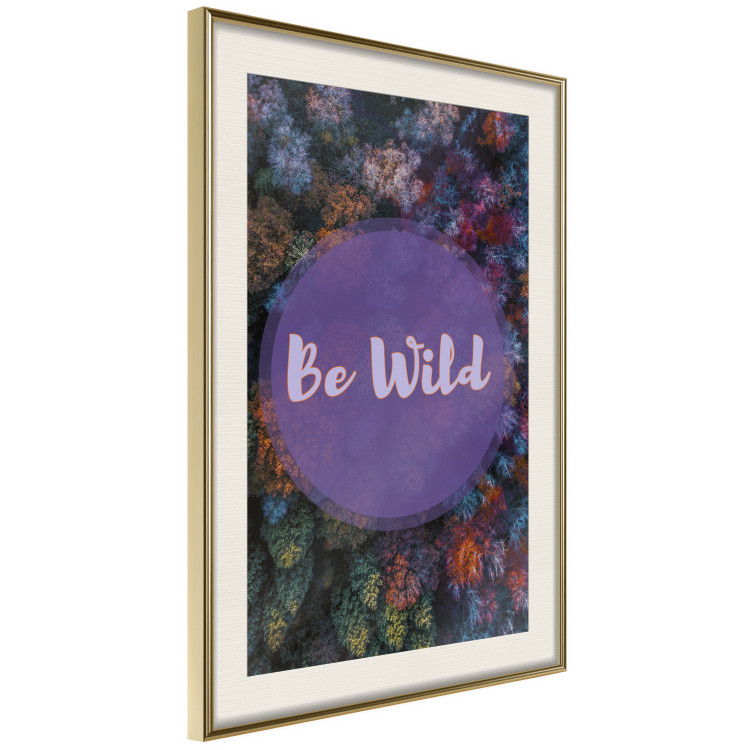 Wall Poster Be wild - composition with English text on a background of colorful forest 117030 additionalImage 9