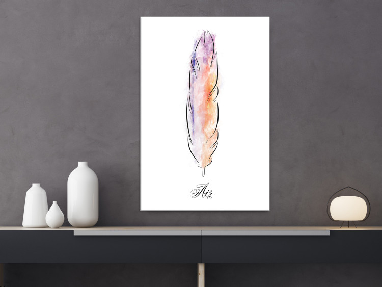 Canvas Print Watercolor feather - a minimalistic element of nature in many colors 117230 additionalImage 3