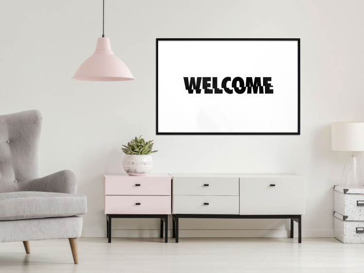 Wall Poster Welcome - black and white minimalist composition with English text 117530 additionalImage 9
