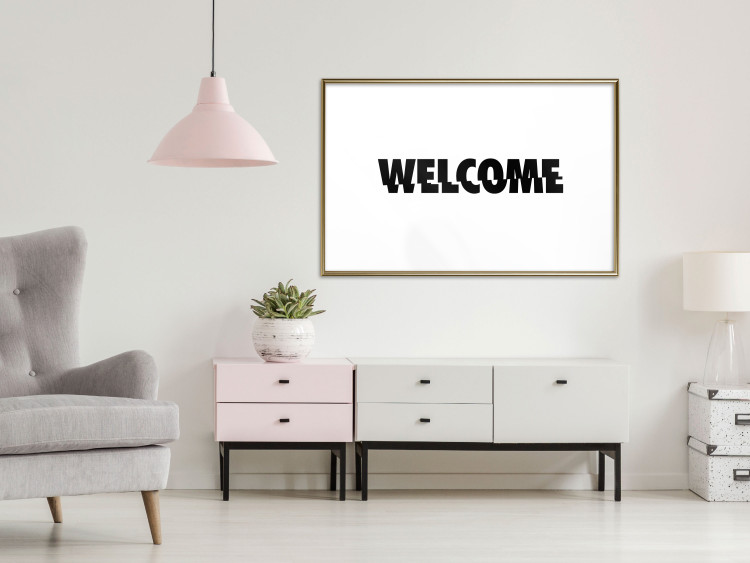 Wall Poster Welcome - black and white minimalist composition with English text 117530 additionalImage 15
