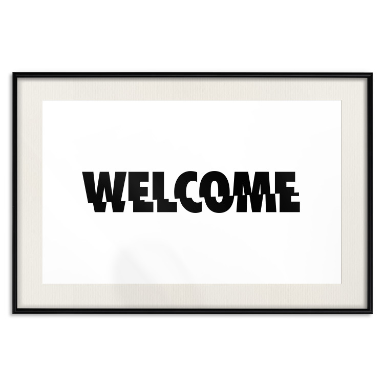 Wall Poster Welcome - black and white minimalist composition with English text 117530 additionalImage 18