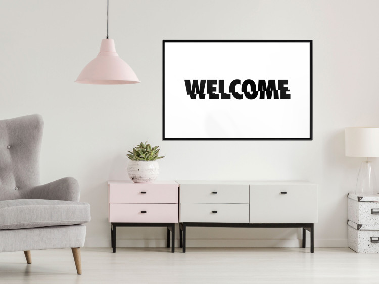 Wall Poster Welcome - black and white minimalist composition with English text 117530 additionalImage 8