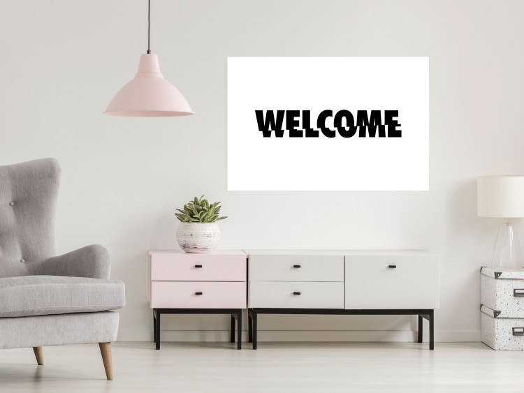 Wall Poster Welcome - black and white minimalist composition with English text 117530 additionalImage 23