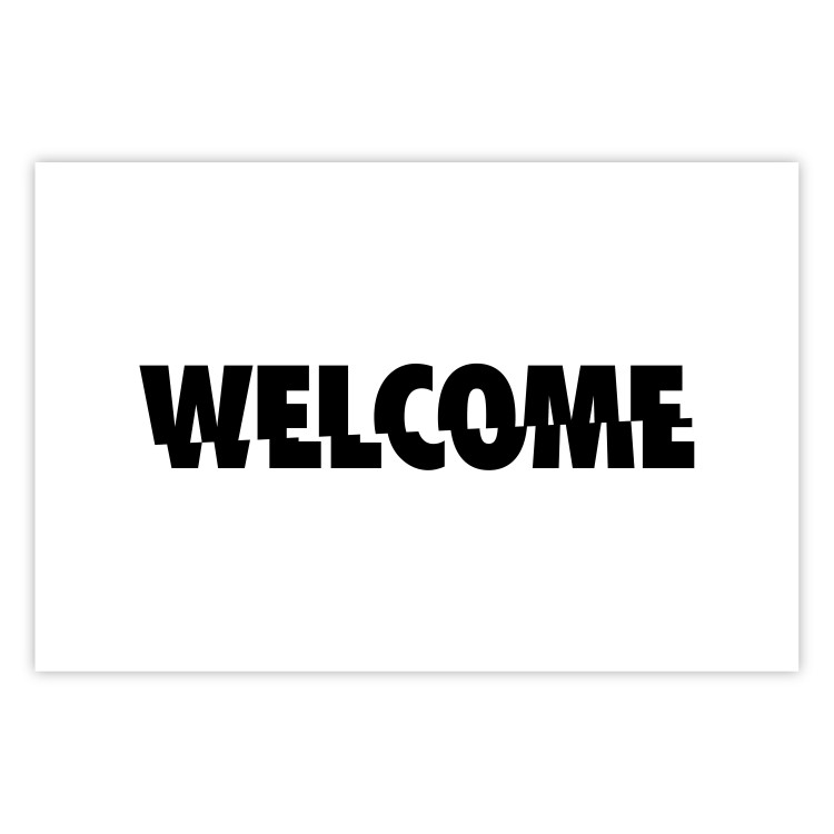 Wall Poster Welcome - black and white minimalist composition with English text 117530