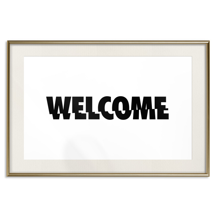 Wall Poster Welcome - black and white minimalist composition with English text 117530 additionalImage 19