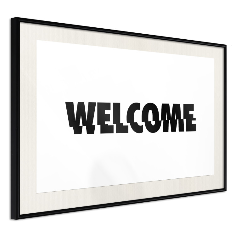 Wall Poster Welcome - black and white minimalist composition with English text 117530 additionalImage 13