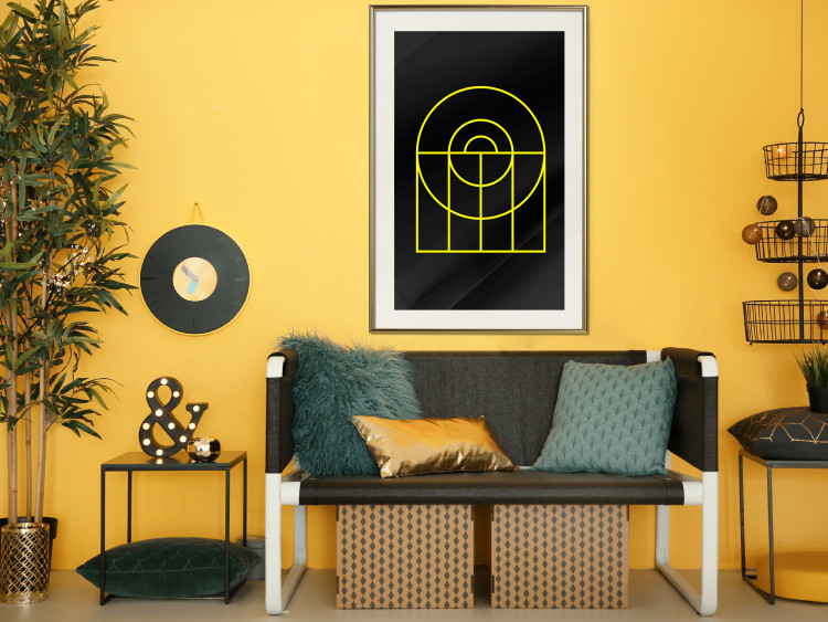 Poster Black Geometry - unique geometric abstraction with neon yellow 119130 additionalImage 21