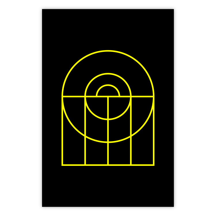 Poster Black Geometry - unique geometric abstraction with neon yellow 119130