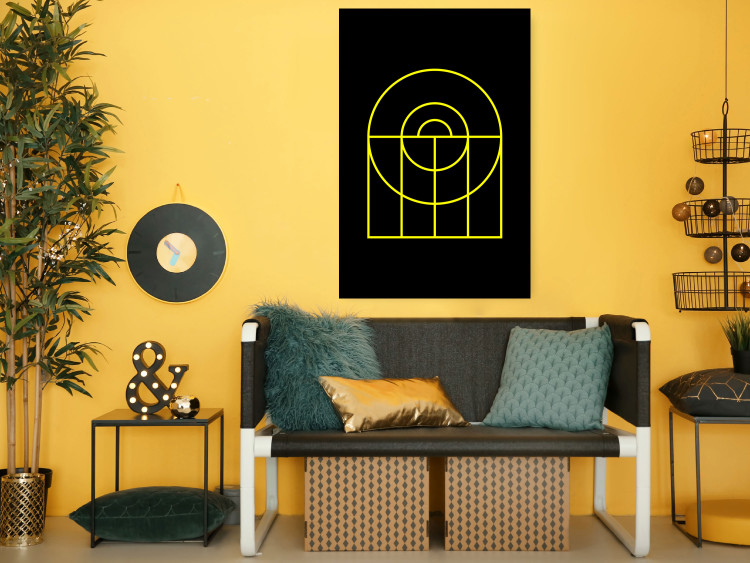 Poster Black Geometry - unique geometric abstraction with neon yellow 119130 additionalImage 23