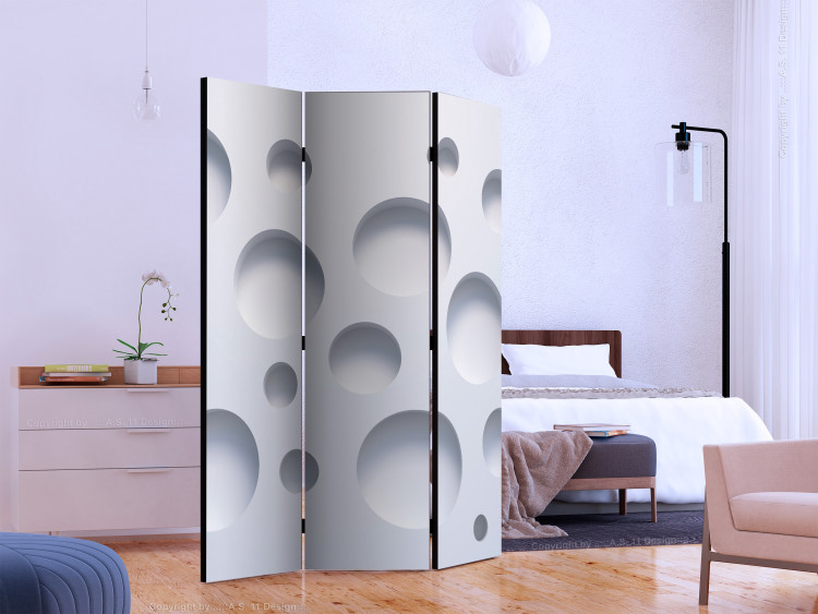 Room Divider Screen Harmony of Modernity (3-piece) - geometric white abstraction 124030 additionalImage 2