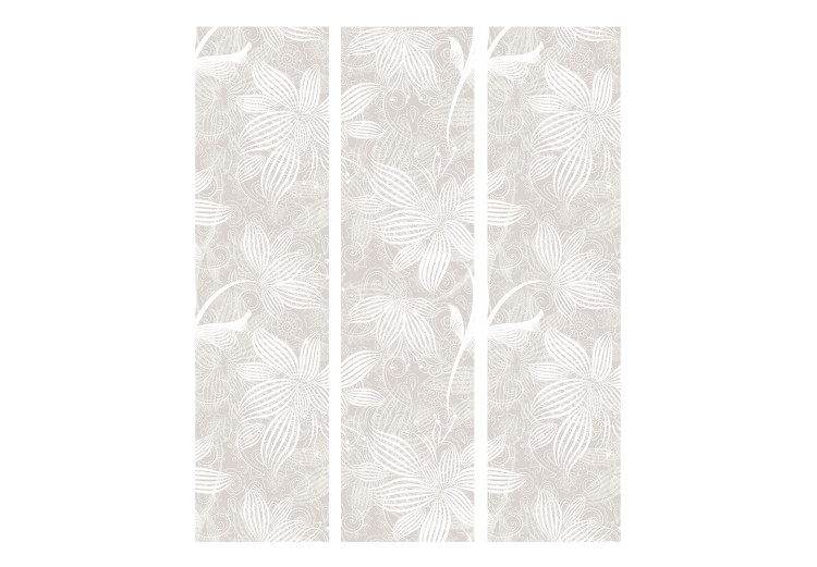 Room Divider Screen Floral Elements (3-piece) - bright pattern in delicate white plants 124330 additionalImage 3