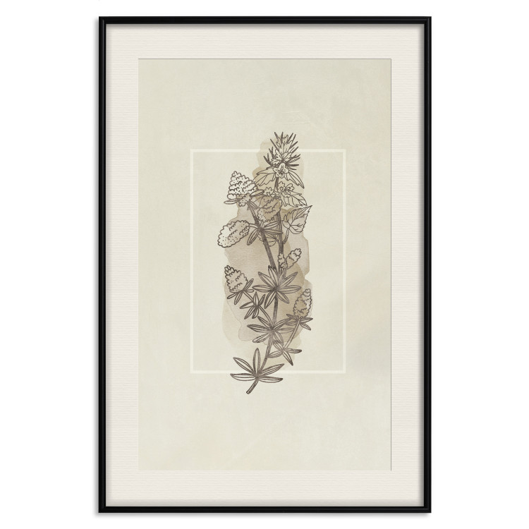 Wall Poster Field Sketch - plant with flowers on a light beige background in a retro motif 125730 additionalImage 18