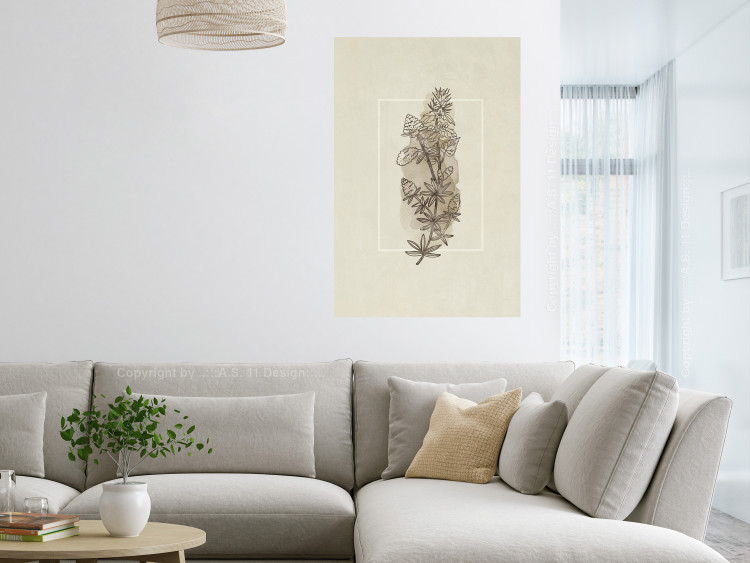 Wall Poster Field Sketch - plant with flowers on a light beige background in a retro motif 125730 additionalImage 23