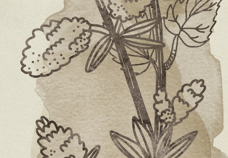 Wall Poster Field Sketch - plant with flowers on a light beige background in a retro motif 125730 additionalImage 9