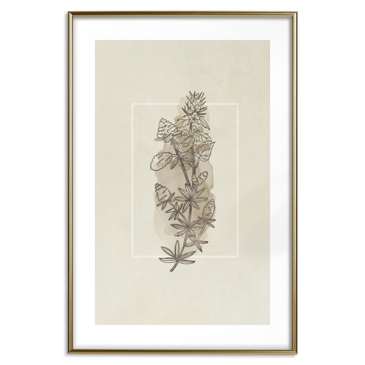 Wall Poster Field Sketch - plant with flowers on a light beige background in a retro motif 125730 additionalImage 14