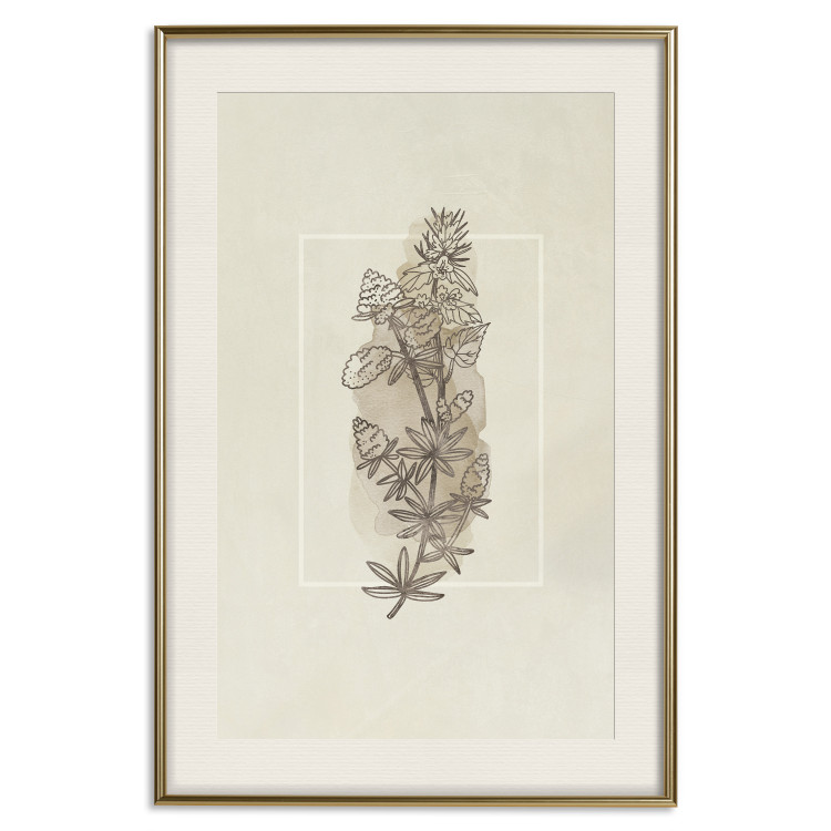 Wall Poster Field Sketch - plant with flowers on a light beige background in a retro motif 125730 additionalImage 19