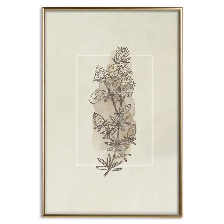 Wall Poster Field Sketch - plant with flowers on a light beige background in a retro motif 125730 additionalImage 20